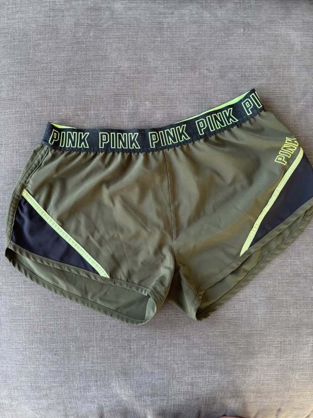 Victoria's Secret PINK Olive Green Mesh Panel Running Shorts - Size S / P